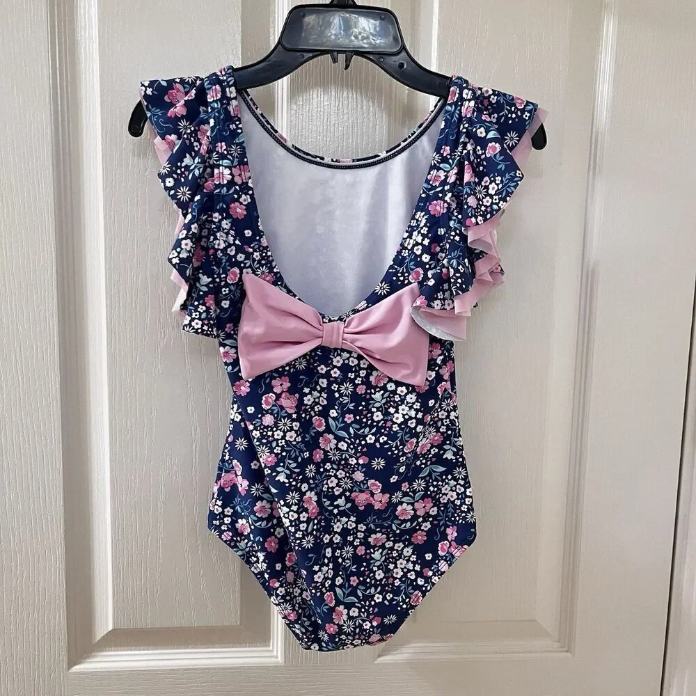 Rufflebutts Butterfly Sleeve One Piece Swimsuit Moonlit Meadow Girls Size 10